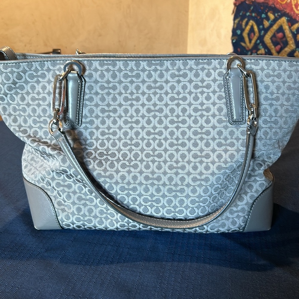 Coach Carry All Bag/Purse - Gray and Cream